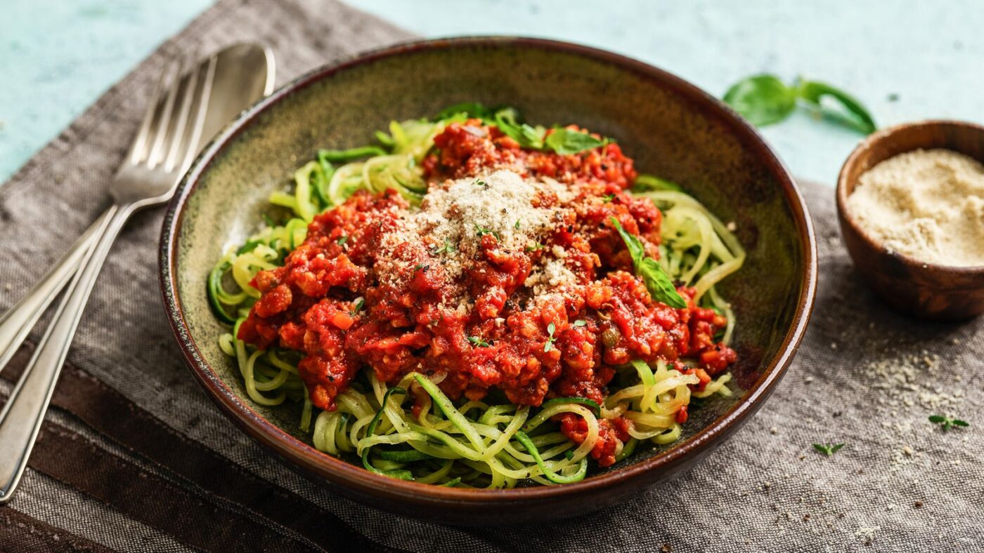 Lentil Bolognese with Zucchini Noodles
