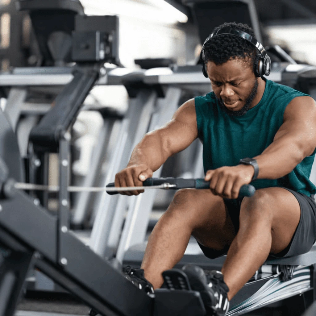 Men waiting exercise on Gym