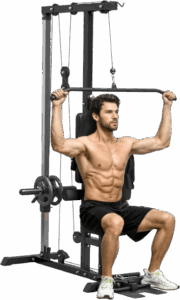 Máquina Polea Alta y Baja, Máquina de Musculación con Pedales Giratorios y Asiento Ajustable